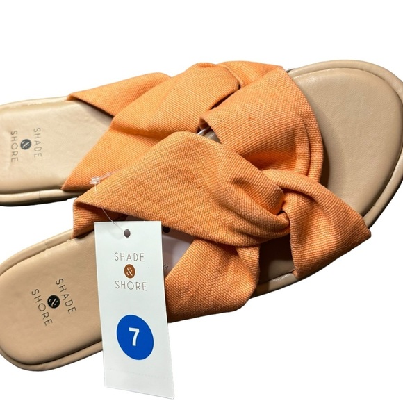 Shade and Shore Slip On Flat Sandal w/Memory Foam-Orange/Tan NWT Size 7 - Picture 8 of 12